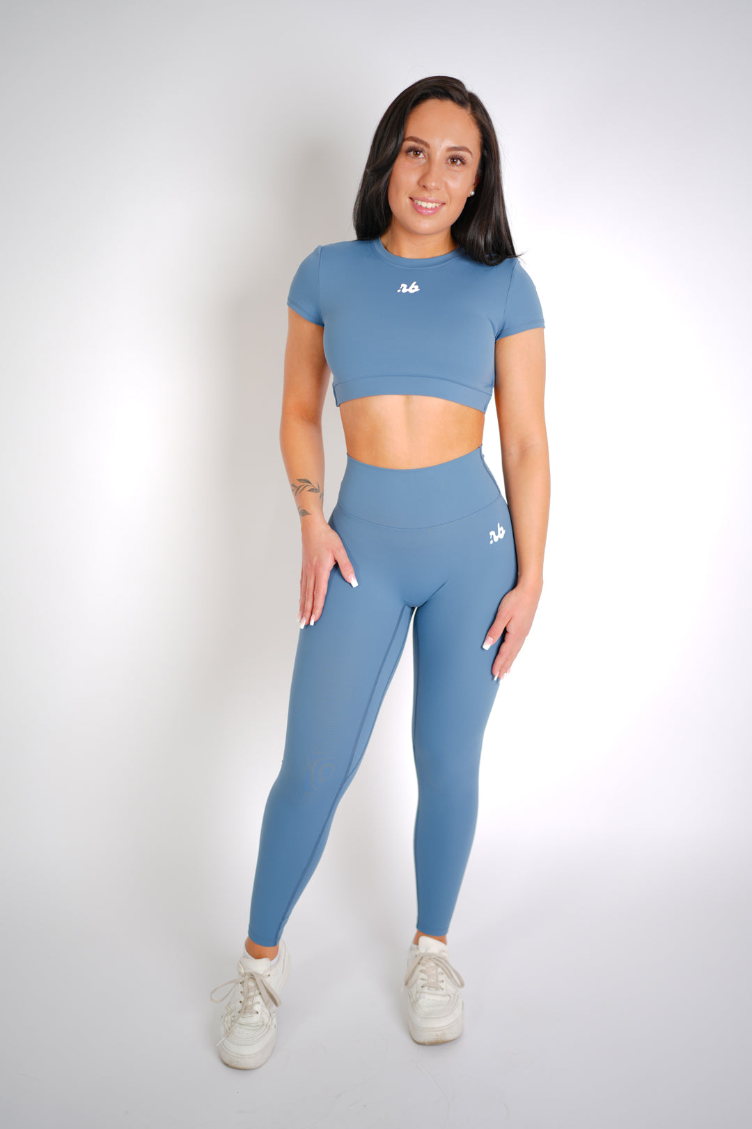 Glamour Scrunch Leggings Vintage Blue von vorne