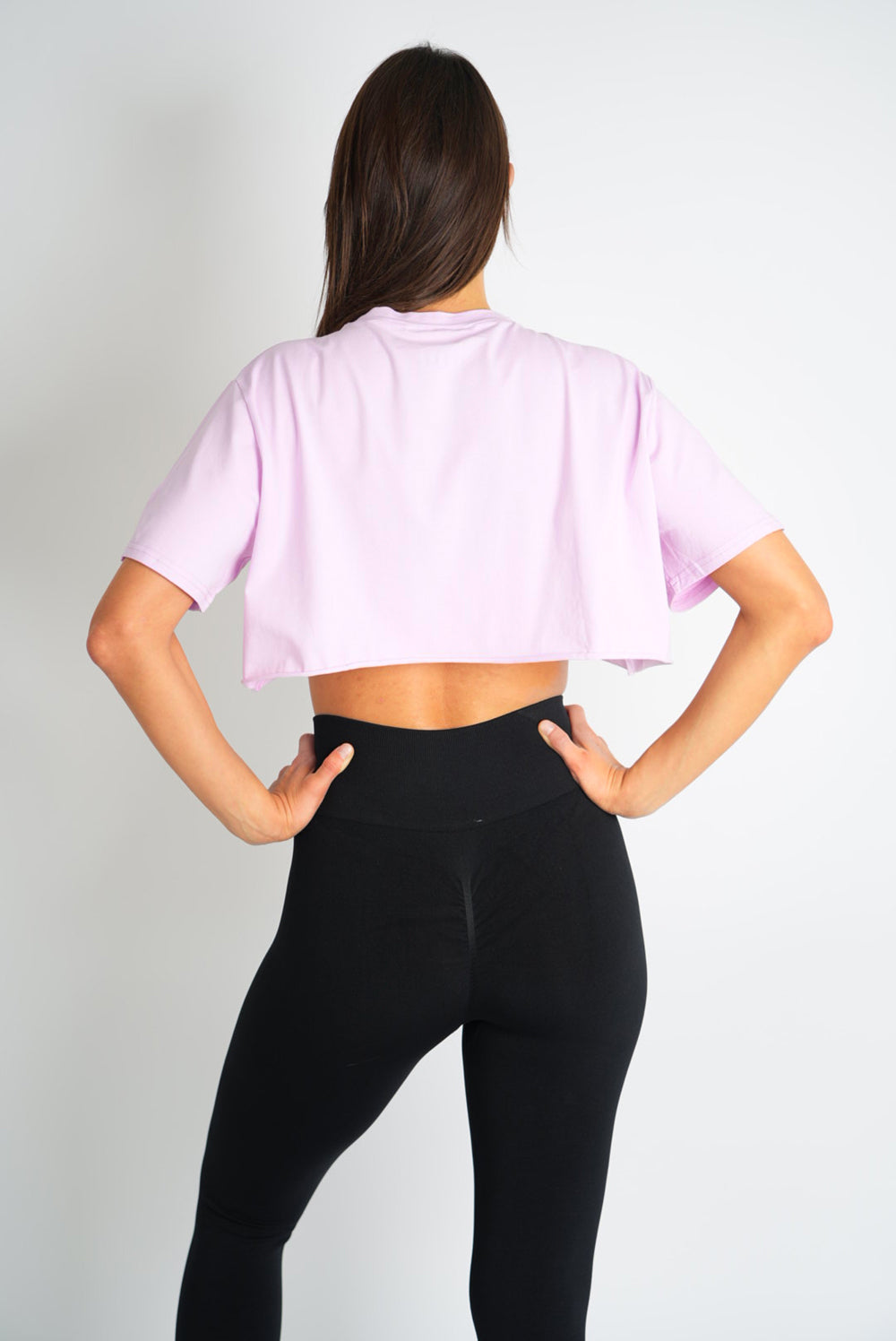 Light Purple Cropped Sport T-Shirt von hinten