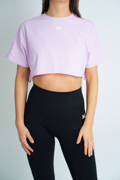 Light Purple Cropped Sport T-Shirt von vorne Nahaufnahme