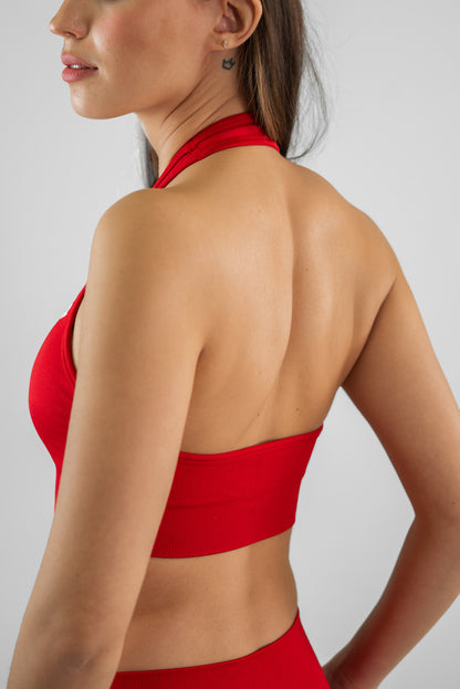 Daily Backless Neckholder BH in rot von hinten seitlich