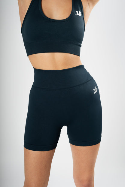 blau grüne Daily Seamless Scrunch Shorts von vorne Nahaufnahme